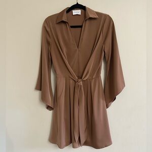 Boutique Brown Long Sleeve Wrap Dress